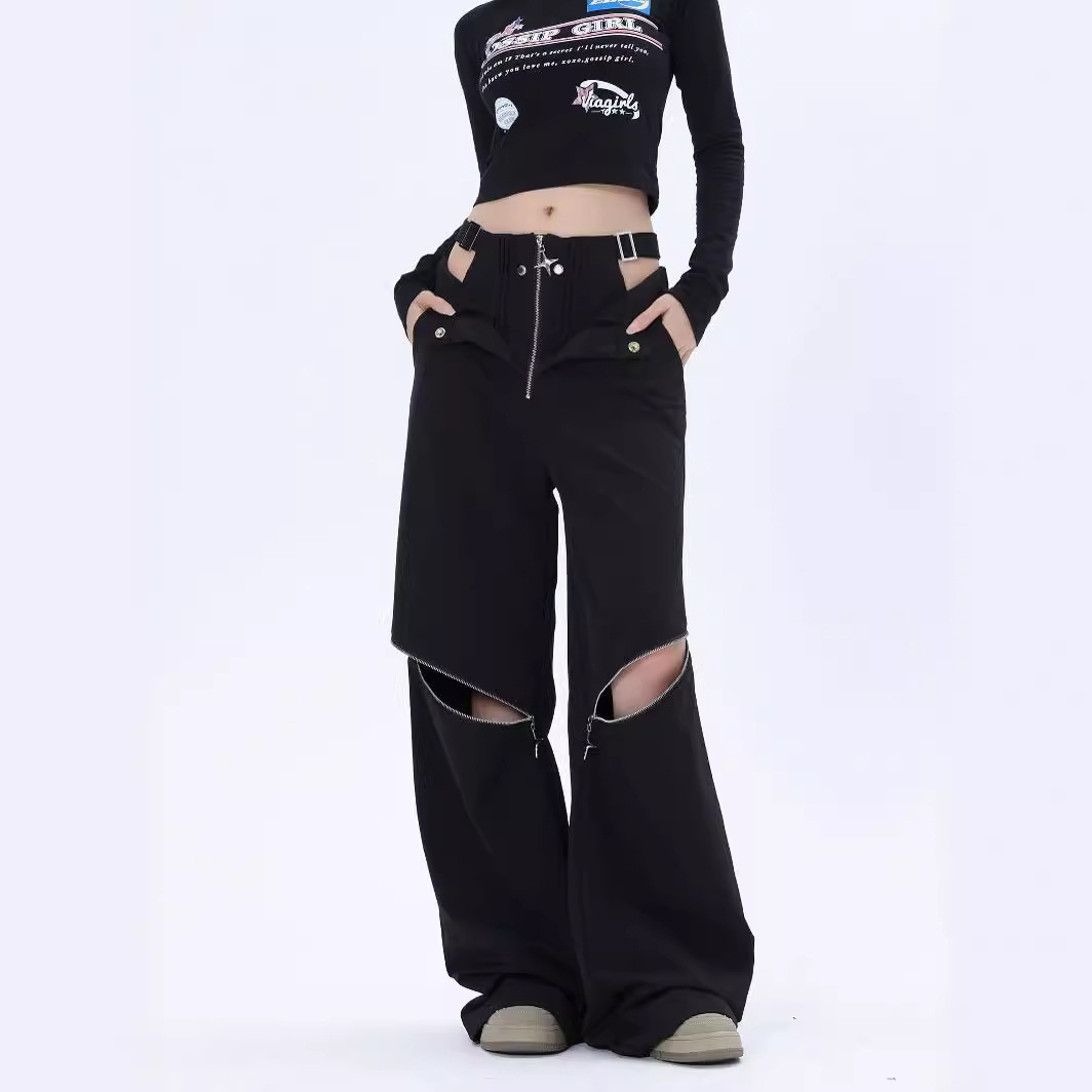 Black Ripped Trousers for Women