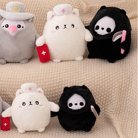Black Skull Bear Grim Reaper Plushie with hook cute