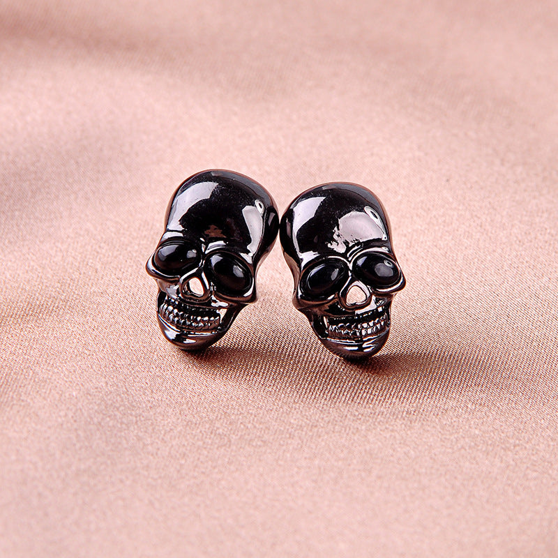 Black Skull Stud Earrings Gothic Small