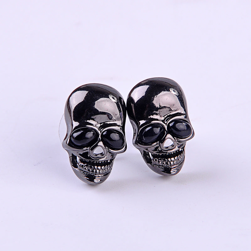Black Skull Stud Earrings Gothic Small