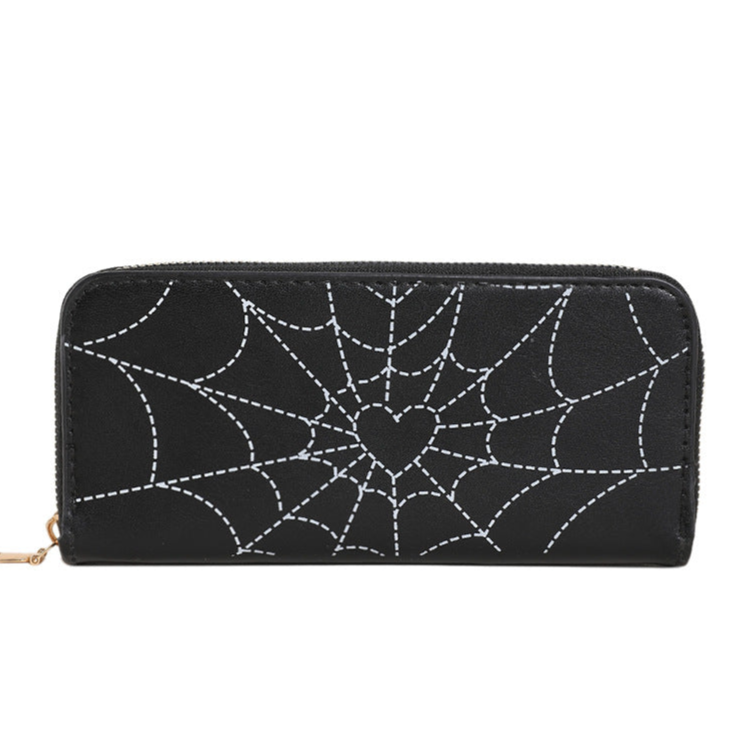 Black Spider Web Wallet Goth Womens