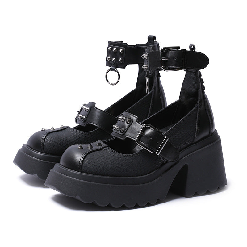 Black Spike Goth Shoes O Ring