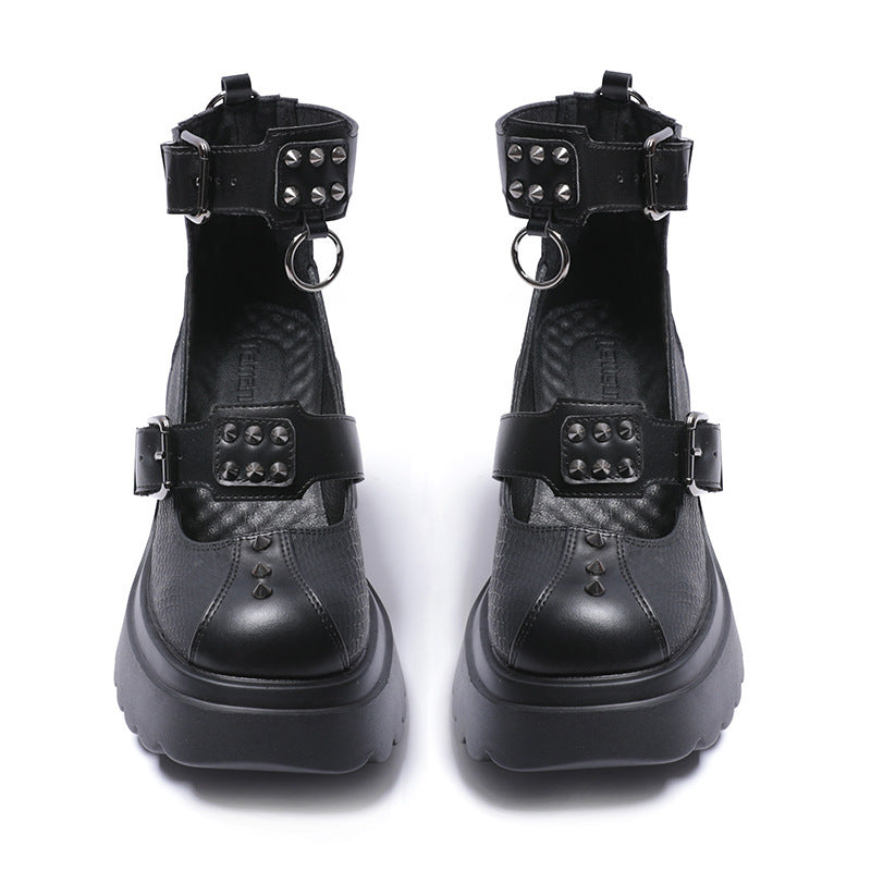 Black Spike Goth Shoes O Ring