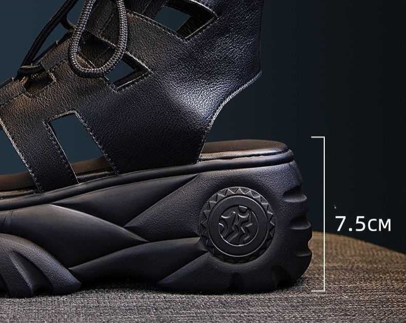 Black Leather Sport Sandal Shoes Alternative