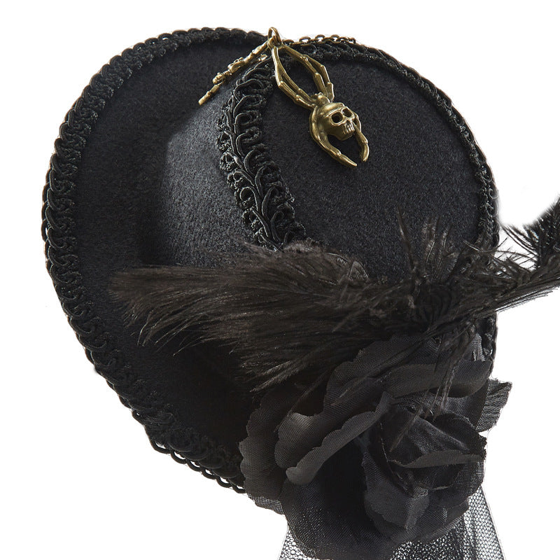 Black Steampunk Veil Hat Alt veil