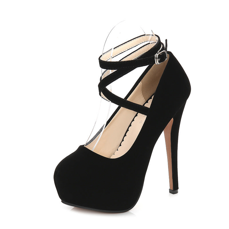 Black Strappy Platforms High Heels