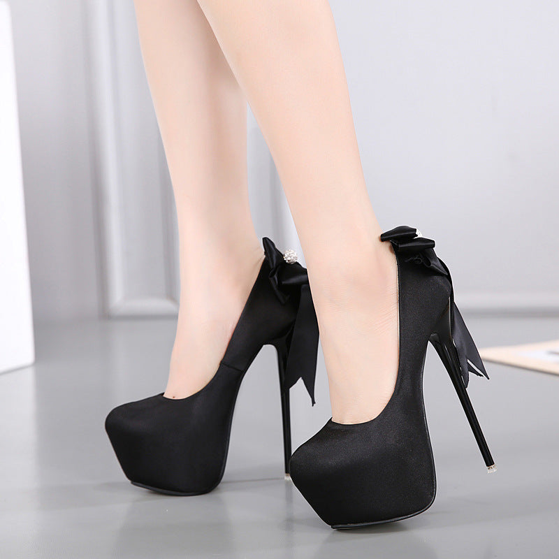 Black Suede Goth Stilettos with Bows