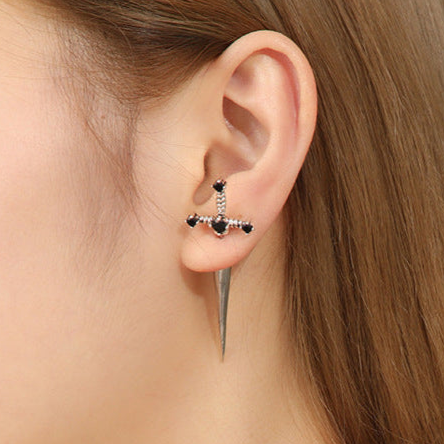 Black Sword Stud Earring Pair