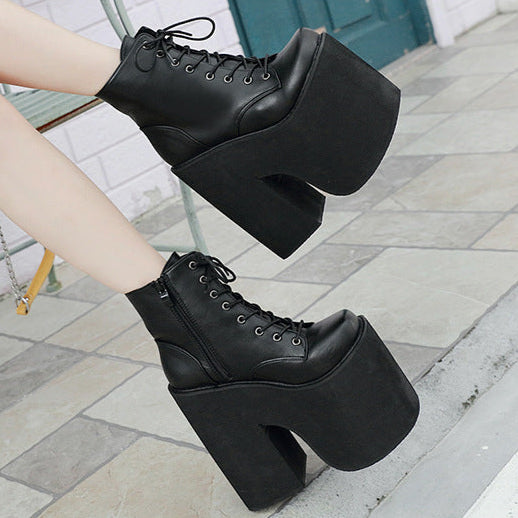Black Thick Platform Womens Boots