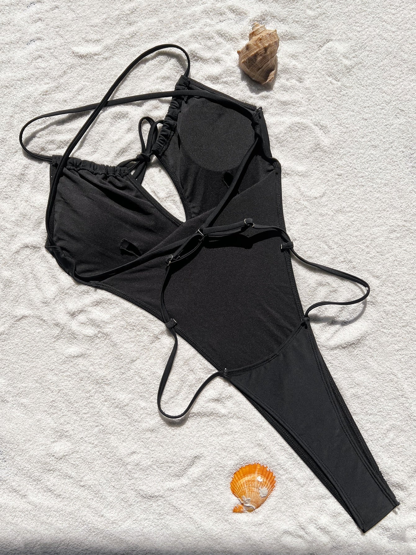 Black V High Waist Swimsuit