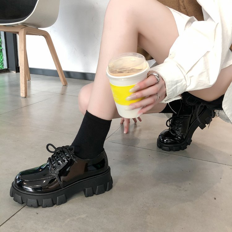 Chunky Black Vegan Leather Shoes Dark Academia