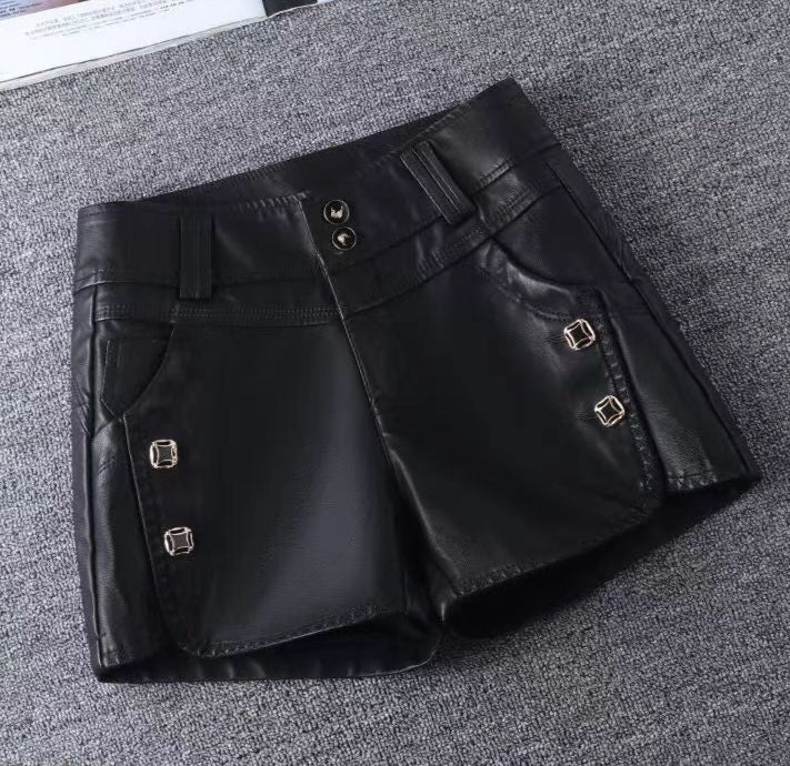 Black Vegan Leather Shorts