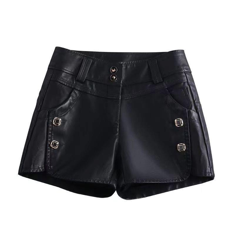 Black Vegan Leather Shorts women