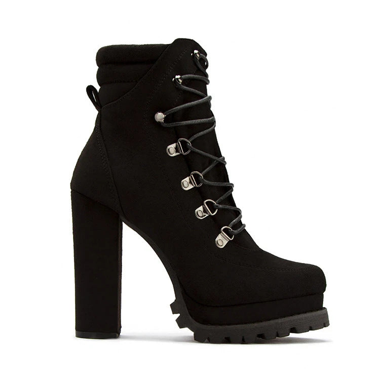Black Velvet Goth Boots High Heel