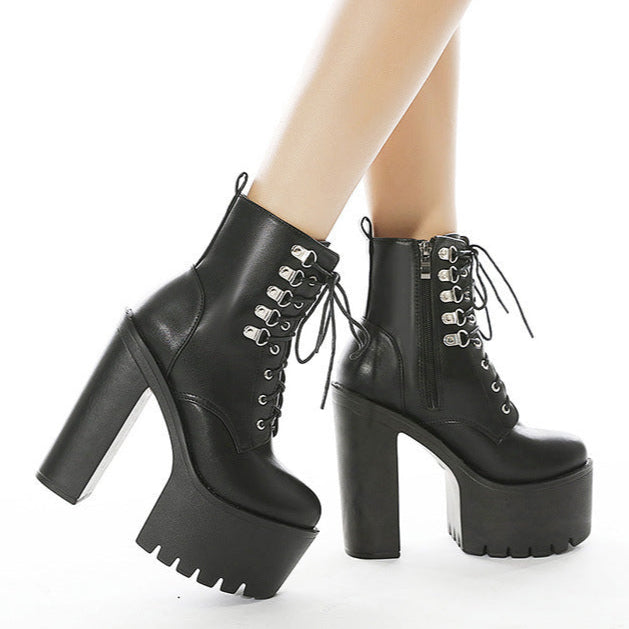 Black Womens Platform Boots Goth Style