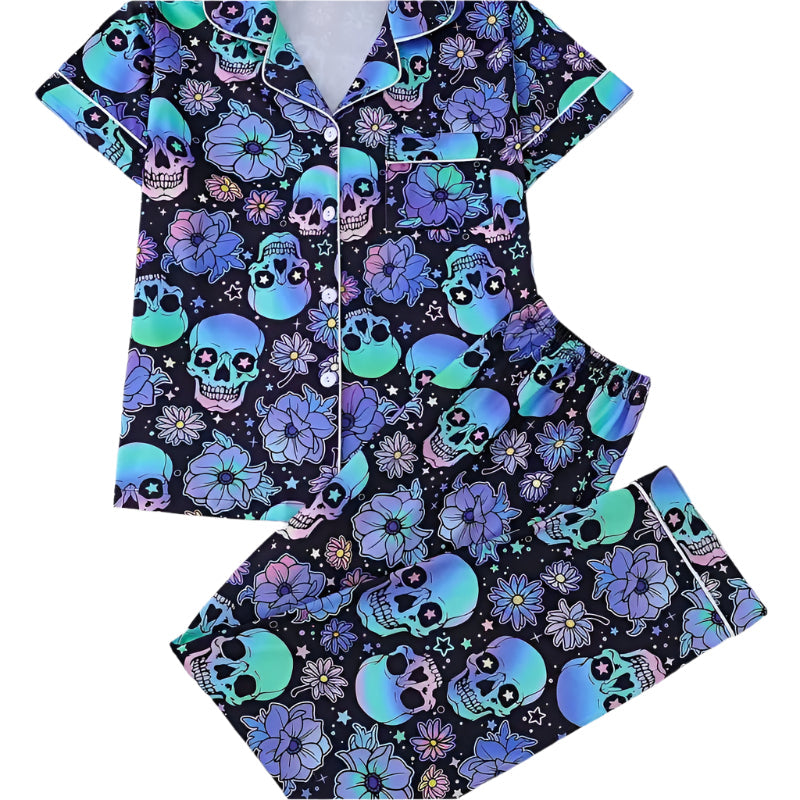 Black and Blue Skull Jammies set for women