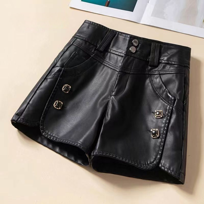 Black faux Leather Shorts