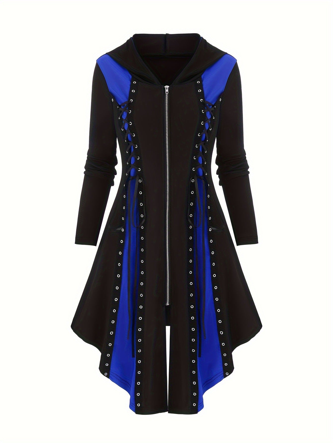 Black Blue Goth Hood Jacket
