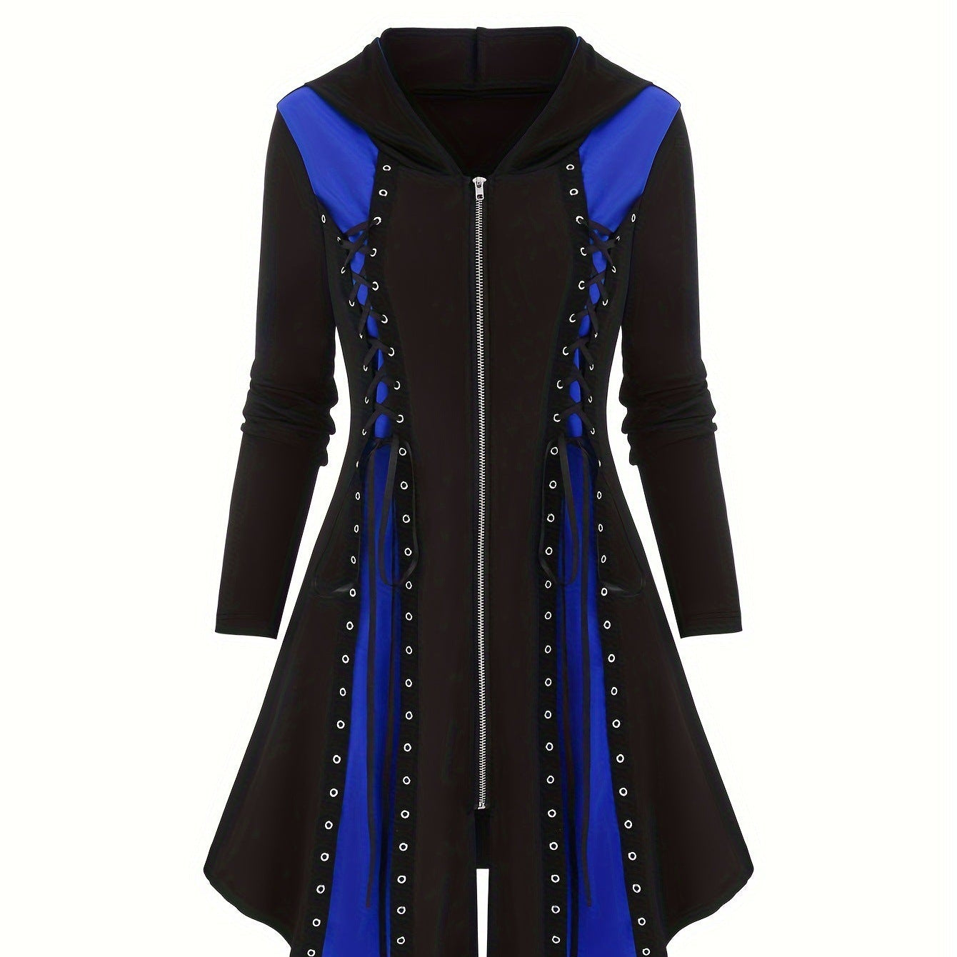 Black Blue Goth Hood Jacket