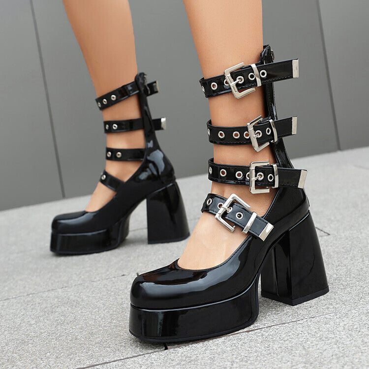 Buckle Goth Chunky Heels
