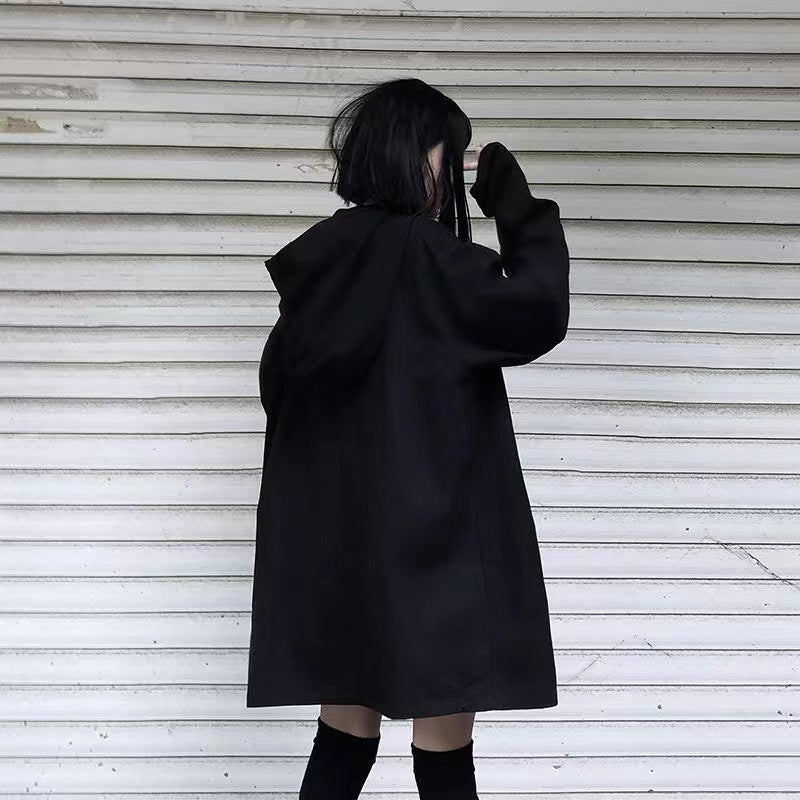 Casual Goth Black Oversized Jacket coat