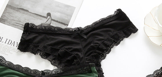 Casual Gothic Black Lace Panty Briefs
