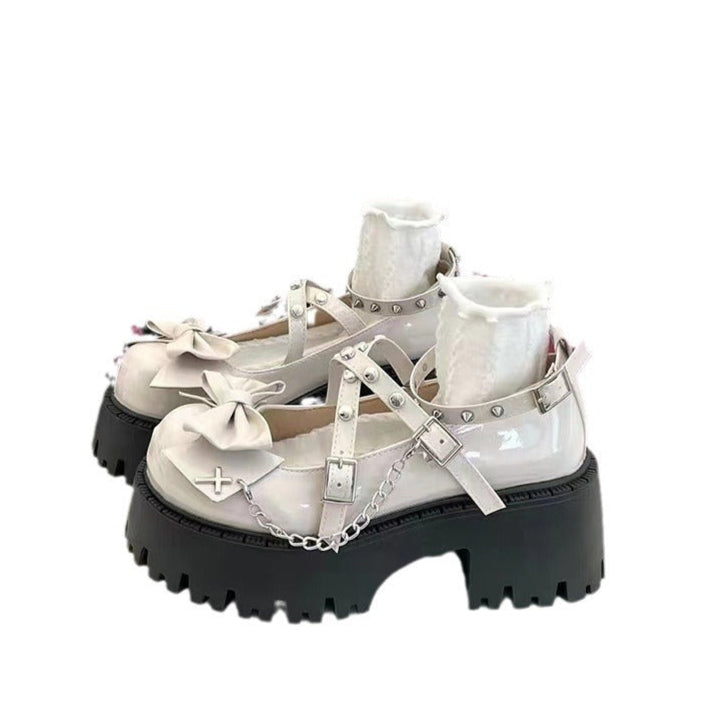 Chain Bow Goth Shoes