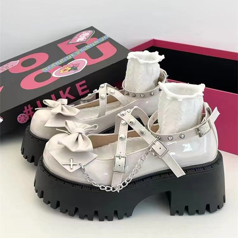 Chain Bow Goth Shoes