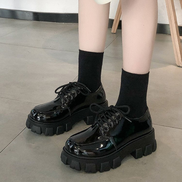 Chunky Black Vegan Leather Shoes Dark Academia