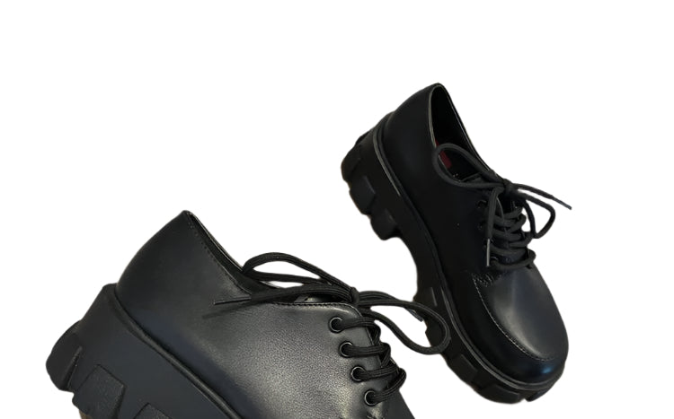Chunky Black Vegan Leather Shoes Dark Academia