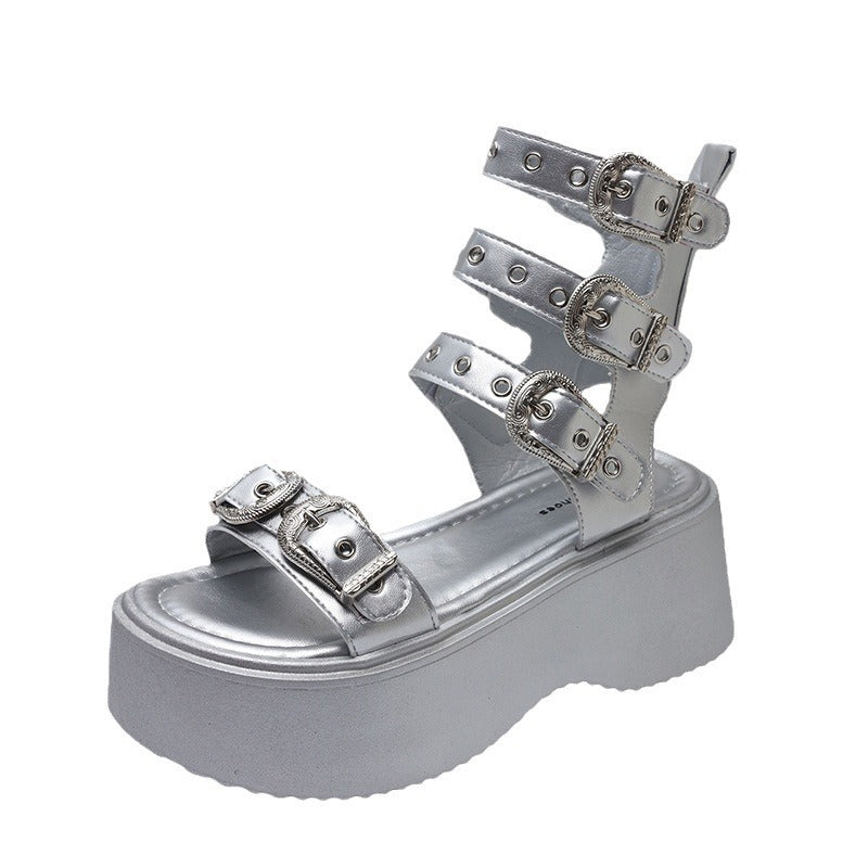 Chunky Flat platform Sandals Goth Style Womens