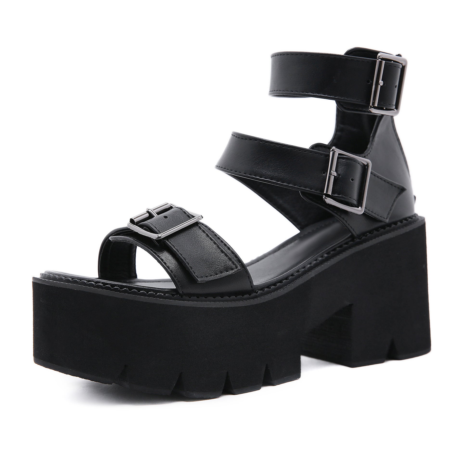 Chunky Gladiator Platform Sandals Black