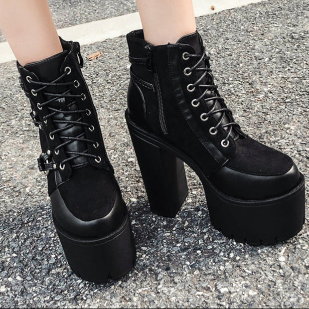 Chunky Gothic Boots Womens