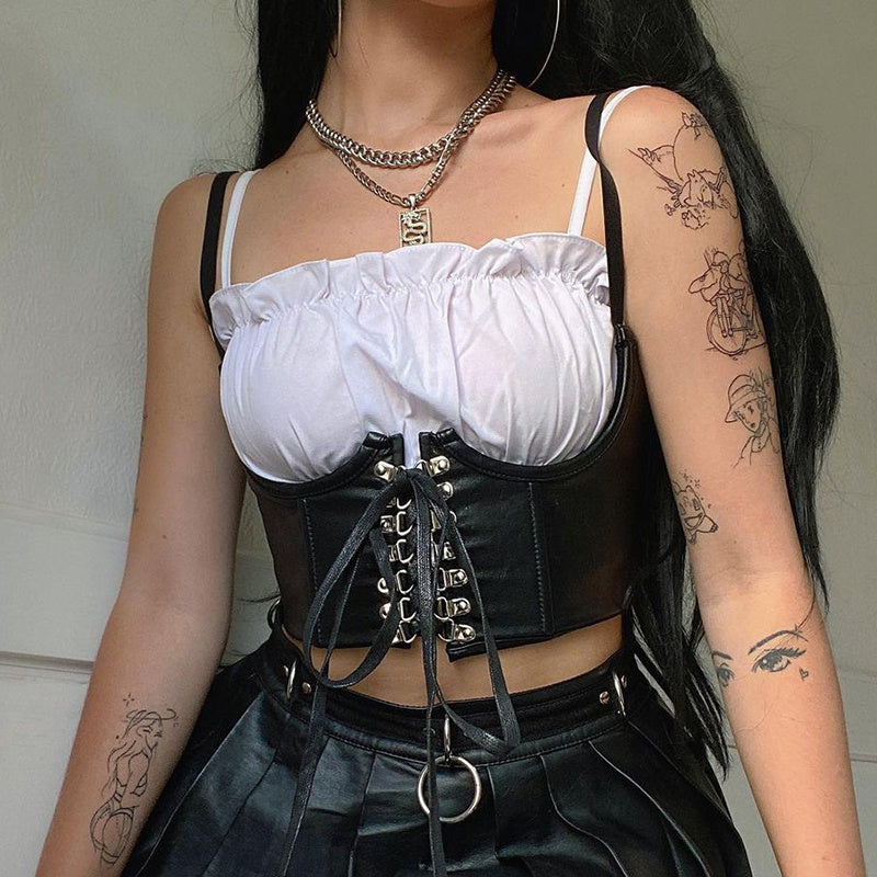 Corset Belt Gothic Black Vegan Leather
