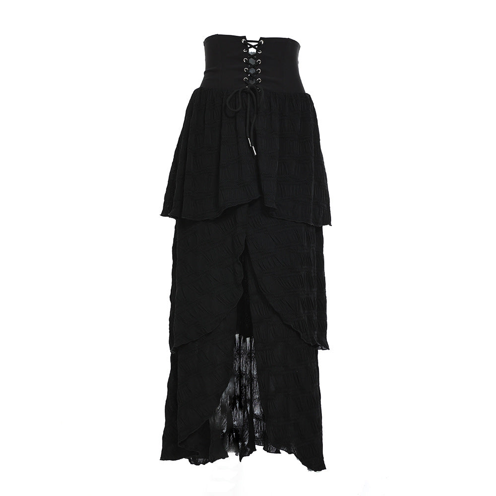 belt Corset Goth Maxi Skirt
