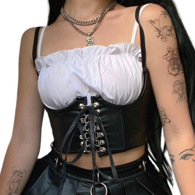 Corset Vest Belt Gothic Black Vegan Leather