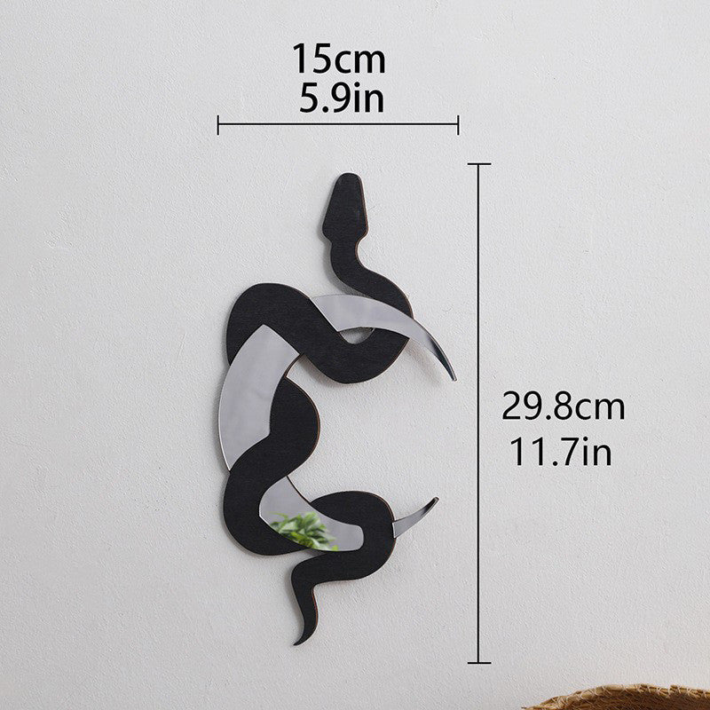 Crescent Moon black Snake Mirror wall sticker decal