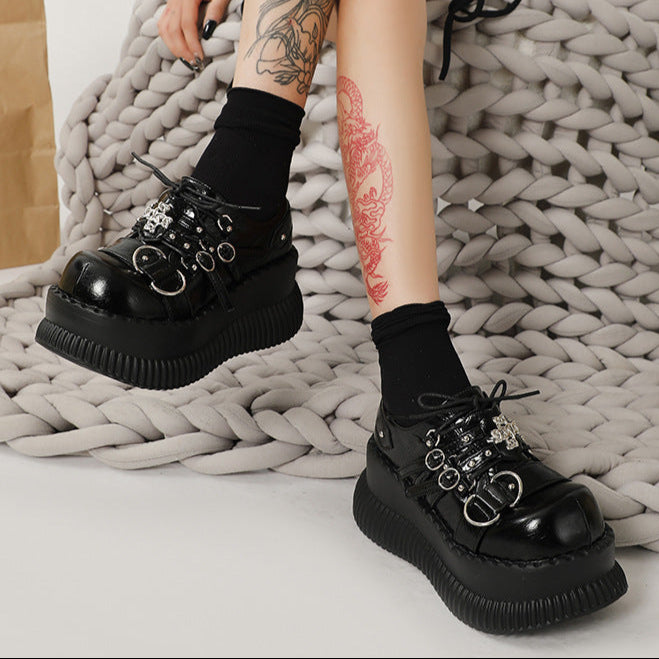 Cross Goth Platform Shoes Vegan Leather Womens