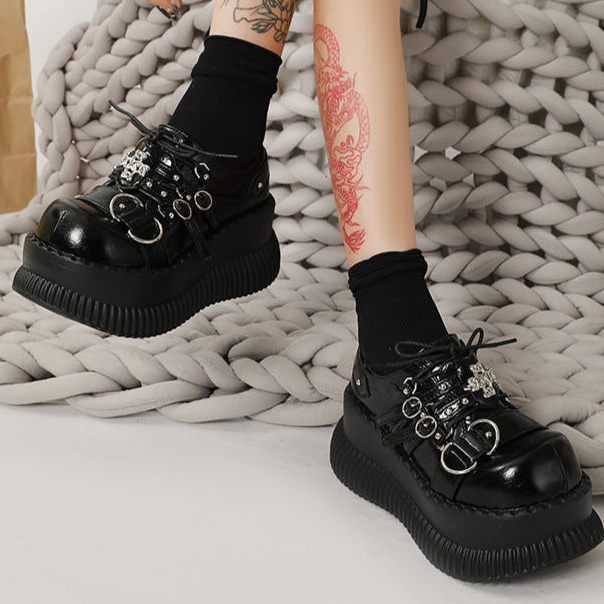 Cross Goth Platform Shoes Vegan Leather Womens