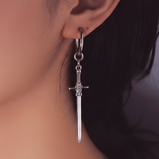 Cross Sword Earring Titanium Steel