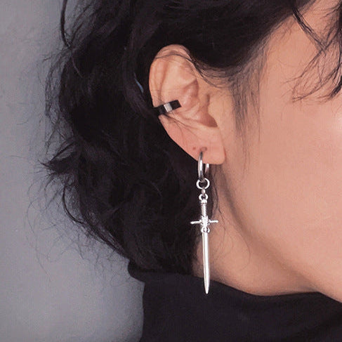 Cross Sword Earring Titanium Steel