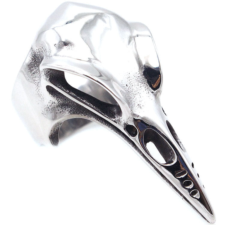 silver Crow Skull Titanium Steel Ring