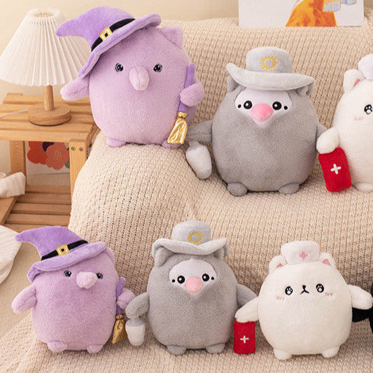 Cute Purple Witch Plush Animal with Pointed Hat cat