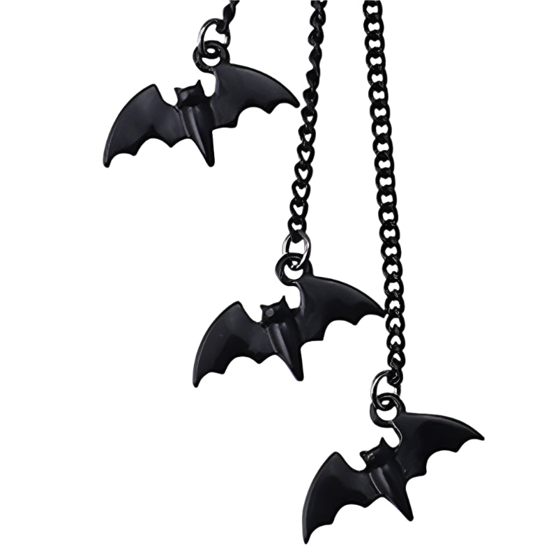 Dangle Long Black Bats Earring Pair