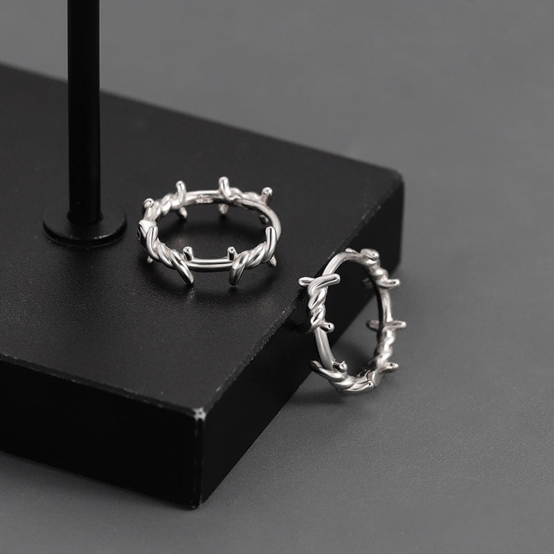 Dark Barbed Wire Hoop Earrings