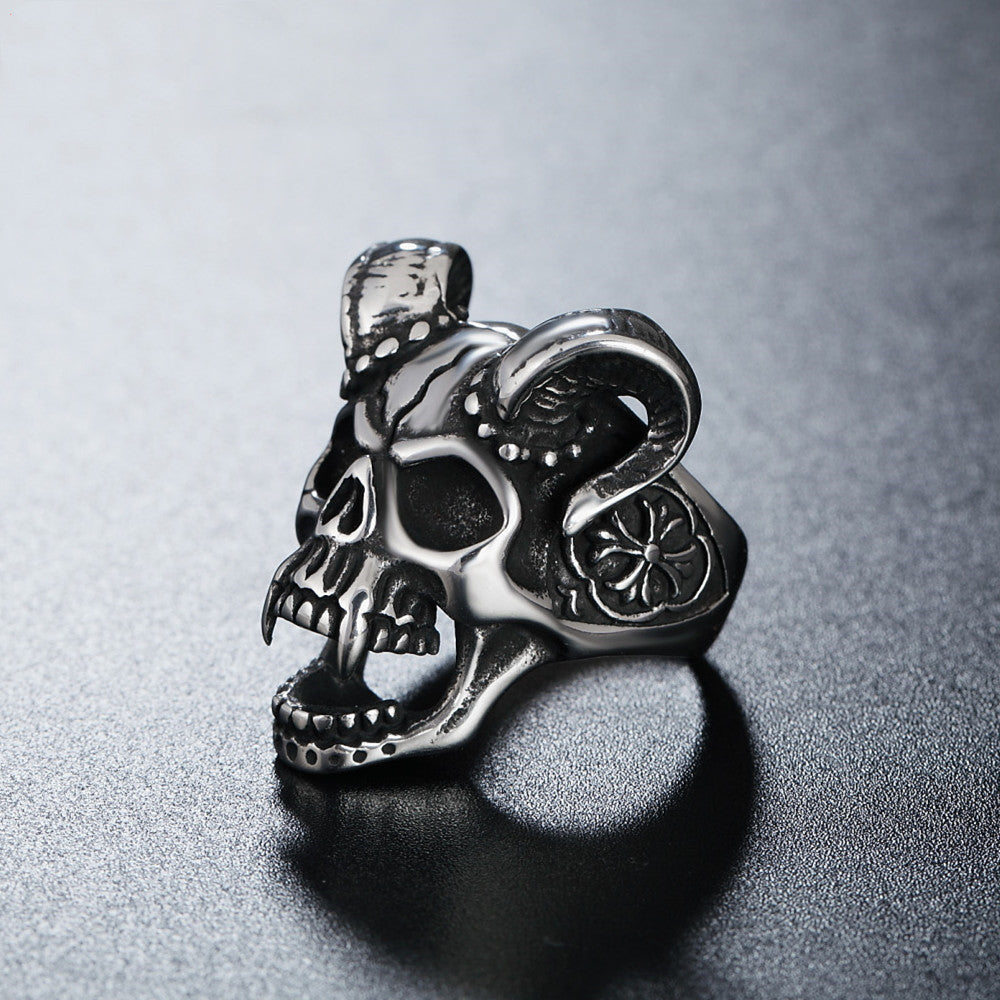 Demon Skull Ring Steel Gothic Unisex
