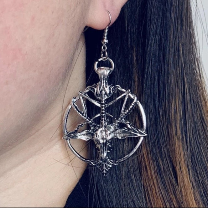 Baphomet Devil Sheep Pentagram Earrings