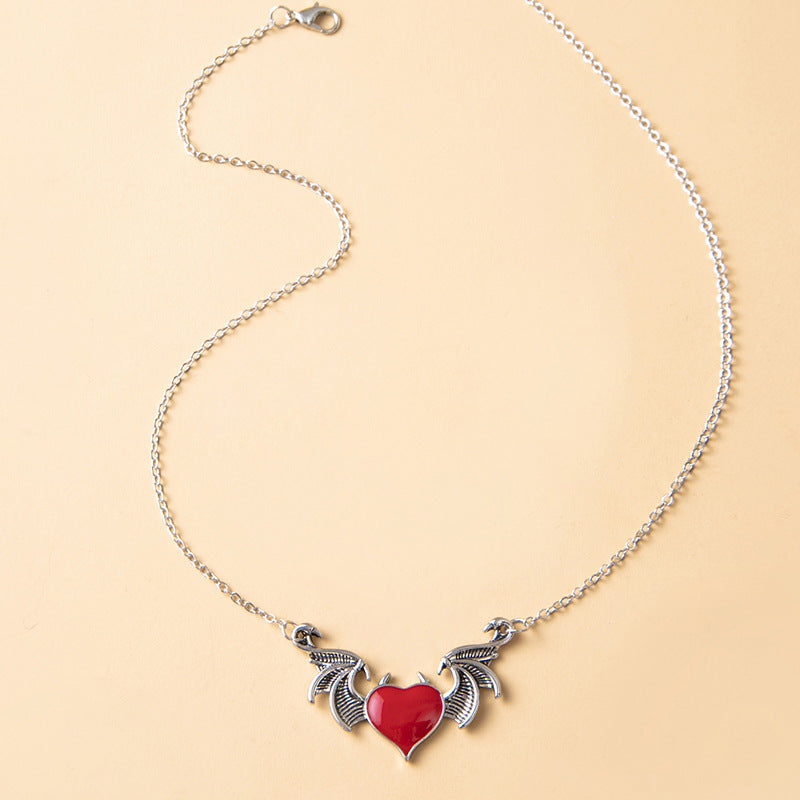 demon Devil Heart Wings Necklace