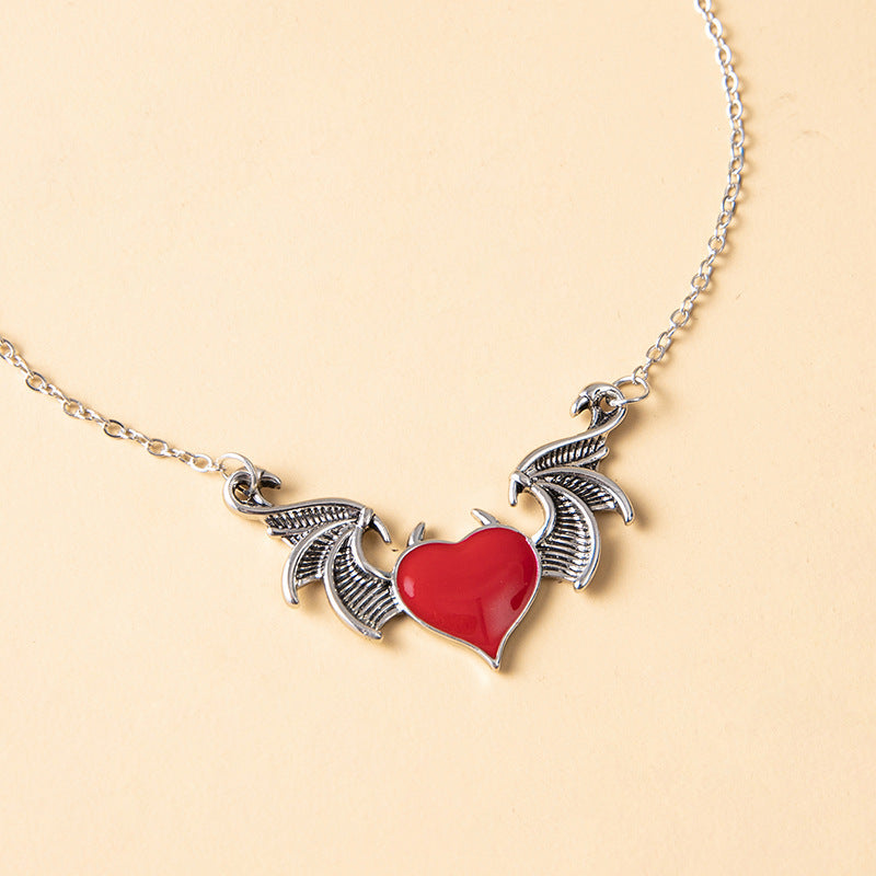 Devil horn Heart Wings Necklace