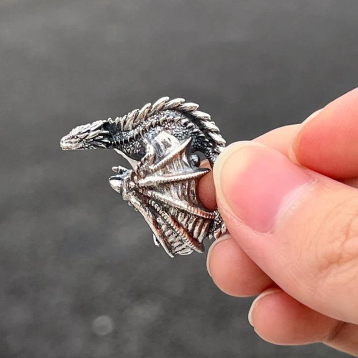 Dragon Ring Silver Metal Steel